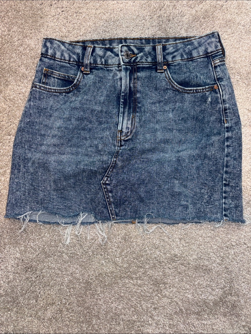 Wildflowers Blue Denim Mini Skirt with Frayed Hem